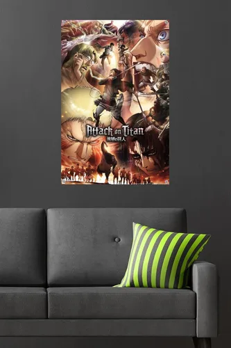 Vista 6 de Trends International Attack on Titan: Season 3 - Póster de pared de arte clave, 22.375 x 34 pulgadas, paquete de póster y pin de empuje