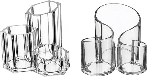 Vista 2 de Caja de almacenamiento de brochas de maquillaje Soporte transparente de acrílico cosmético