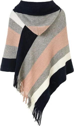 Vista 2 de Ferand - Suéter tipo poncho a rayas para mujer, estilo casual, chal con flecos versátiles