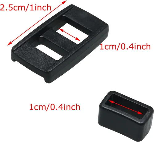 Vista 3 de MEETOOT 4PCS correa de cámara ajustar hebilla con soporte de plástico para correas de cámara Accesorios de equipaje, Negro