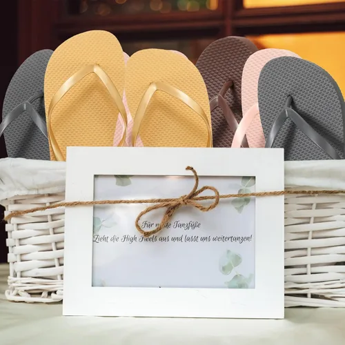 Vista 5 de Chuarry Juego de 26 pares de chanclas a granel para invitados de boda, chanclas de boda, sandalias para hombres y mujeres, sandalias de boda