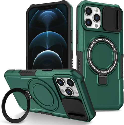 Vista 140 de Funda magnética para iPhone 11, soporte de anillo con ventana corrediza, funda protectora mate a prueba de golpes para iPhone 11 6.1, fundas