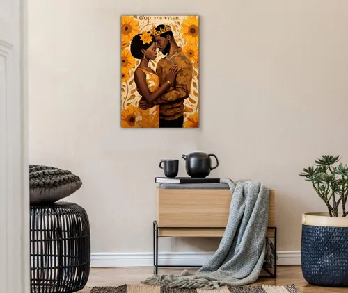 Vista 12 de Arte de pared afroamericano, decoración de rey y reina bailarín negro para sala de estar, arte de pareja de amor negro para dormitorio, lienzo