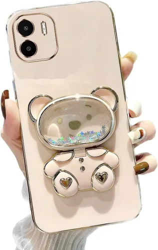 Vista 58 de Miagon Bear - Funda con soporte para espejo para Xiaomi Redmi A1, Quicksand Glitter Electroplated Soft TPU Protector Slim a prueba de golpes