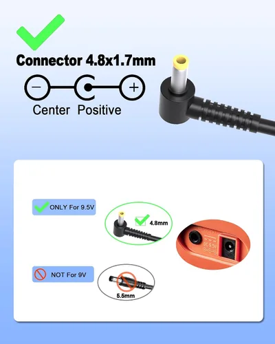 Vista 6 de VHBW Cable de alimentación CC de 9.5 V compatible con teclado Casio ADE95100LU, compatible con la fuente de alimentación de teclado Casio LK-135