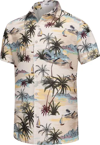 Vista 10 de KYKU Hawaiian Shirt for Men: Tropical Summer Beach Short Sleeve Button Down Shirt with Pocket