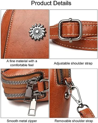 Vista 6 de Bolsa vertical para teléfono celular, bolsos cruzados de cuero y embragues, bolsos cruzados para mujer, bolso de mensajero retro