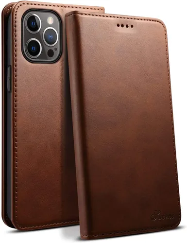 Vista 9 de SINIANL Funda tipo cartera para iPhone 12/12 Pro con tarjetero, funda plegable de cuero con función atril y cierre magnético para 6.1 pulgadas, Negro