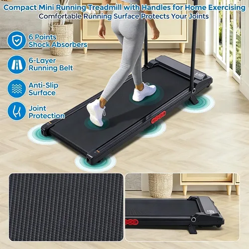 Vista 6 de Caminadora portátil con barra de mango e inclinación para el hogar