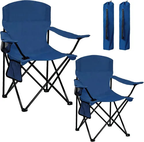 Vista 9 de Silla de camping plegable con soporte para tazas, capacidad de 225 libras, silla plegable portátil con grandes pies anti-hundimiento, tela