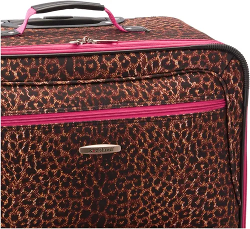 Vista 8 de Rockland Vara Softside - Equipaje vertical, leopardo rosa, juego de 3 piezas (202228), Pink Leopard, Vara Softside Juego de equipaje vertical de 3