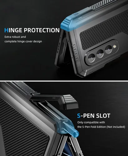 Vista 5 de Mitywah Armour - Funda para Saumsung Fold 4, protección de cuerpo completo para Galaxy Fold 4 con soporte para bolígrafo S, funda resistente a