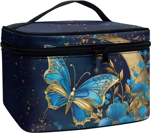 Vista 23 de doginthehole Bolsa de maquillaje, bolsa de cosméticos de viaje, bolsa de aseo portátil grande, organizador de accesorios para mujeres y niñas