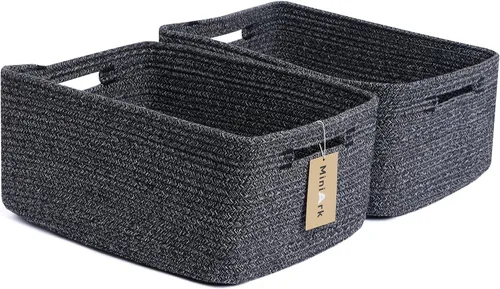 Vista 44 de MiniArk Cestas grandes de almacenamiento para estantes, organizadores de armario, para ropa, manta, toallas, guardería, caja de juguetes, cestas