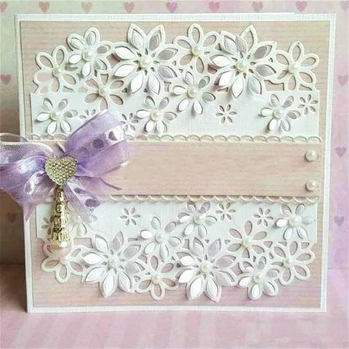 Vista 4 de Plantillas troqueladas de metal, hojas de borde de flores, plantillas cortadas para álbumes de recortes, álbumes de recortes, troqueles decorativos