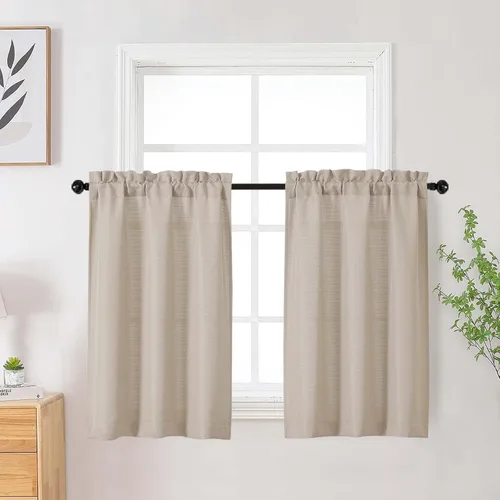 Vista 20 de Cortinas de lino para dormitorio y sala de estar de 96 pulgadas de largo, juego de 2 paneles, con bolsillo para cortinero, filtrado de luz, textura