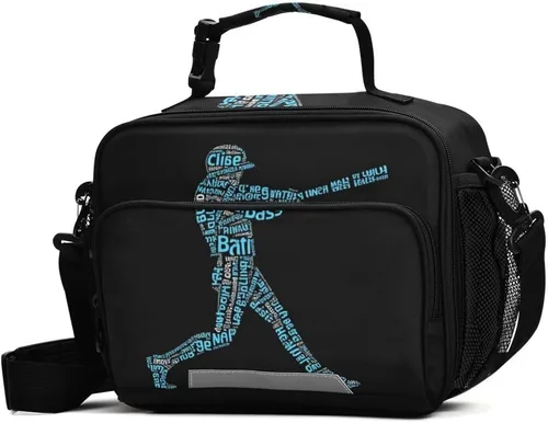 Vista 9 de Bolsa de almuerzo con aislamiento de béisbol Batter Hits The Ball reutilizable, hielera, bolsa de almuerzo, lonchera de preparación de comidas, kit