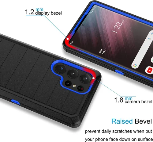 Vista 4 de Funda para Galaxy S23 Ultra Holster Clip de cinturón de bloqueo [grado militar probado en caídas de 12 pies] Funda de cuerpo completo para Samsung
