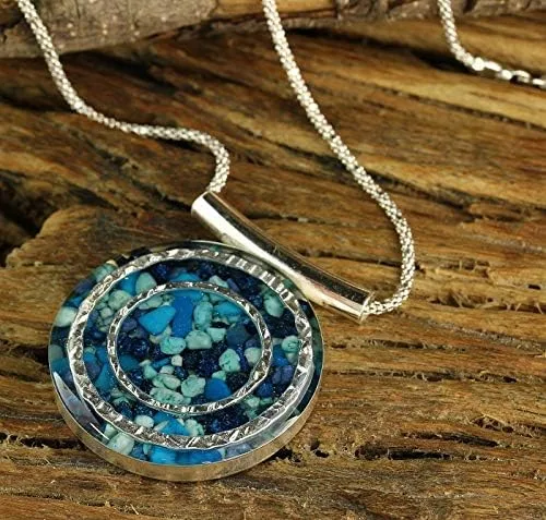 Vista 2 de Stera Jewelry - Pendientes de plata de ley 925 con revestimiento esmaltado, color azul