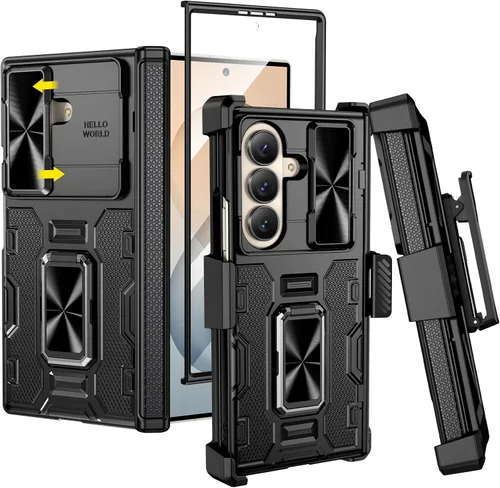 Vista 23 de VEGO - Funda para Galaxy Z Fold 4 con clip para cinturón y protector de pantalla 360°Ring Kickstand & Camera Cover, Hinge Protection Shockproof
