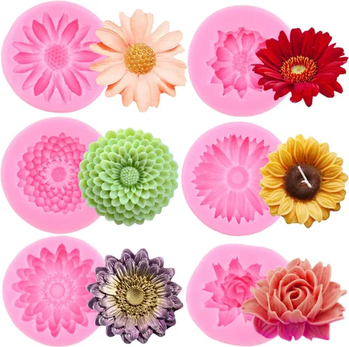 Vista 10 de ZiXiang Molde de silicona de flores de orquídea, molde de fondant de plumeria, moldes de hibisco, moldes de chocolate para decoración de pasteles