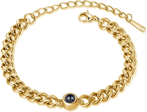 Vista 8 de Nameinhea Pulsera con imagen en el interior, pulsera personalizada de proyección de fotos, pulsera conmemorativa personalizada para mujeres, novia