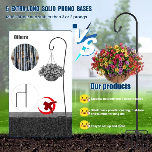 Vista 6 de Shepherd-Hooks Adjustable for Bird-Feeder Lantern Plant-Hook Garden-Stake - Plant Stand Hanger for Outdoor Flower Basket, Bird Feeder Hanger