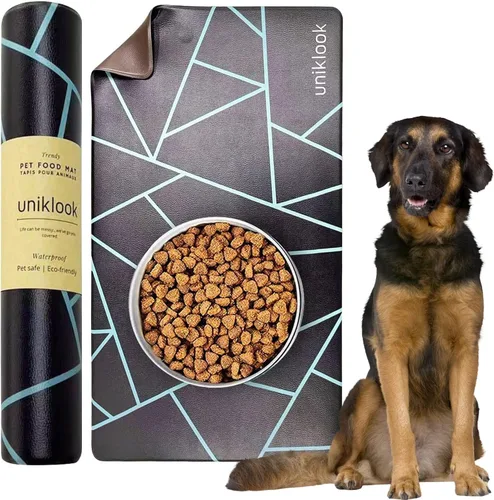 Vista 11 de Mantel individual grande para mascotas, tapete de alimentación para perros y gatos, seguro para mascotas, 28 x 16.5 pulgadas, impermeable, fácil