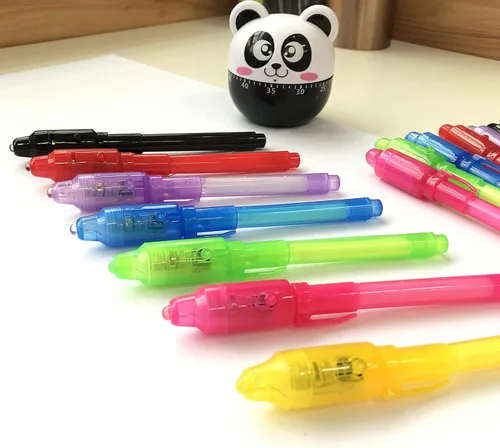 Vista 2 de SCStyle Bolígrafo de tinta invisible, 10 unidades de bolígrafo espía con luz UV, marcador mágico para niños, para mensaje secreto y fiesta