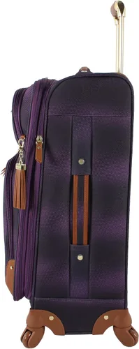 Vista 2 de Steve Madden Colección de equipaje de diseñador Maleta ligera expandible de 24 pulgadas Bolsa a cuadros con ruedas giratorias de tamaño medio