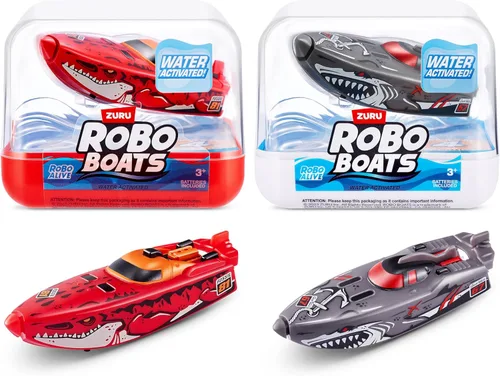 Vista 8 de Robo Alive Robo Boats, Tiburón Tigre y Tiburón Robo, Pack de 2, por ZURU - Juguete de barco activado por agua, (Exclusivo de Amazon)