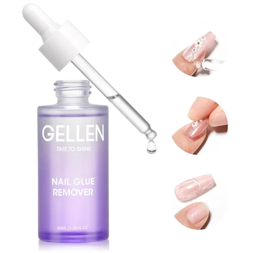 Vista 11 de Gellen 2 unidades de removedor de pegamento de uñas Pinpoint para prensas, removedor de pegamento suave sin acetona, removedor multifuncional