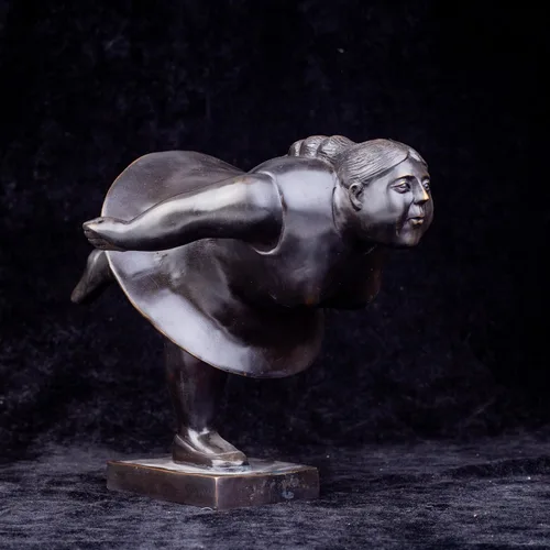 Vista 4 de Estatua de mujer gorda decorativa 100% bronce fundido escultura de yoga femenina hermosa y resistente de 10.6 pulgadas, regalo de bronce