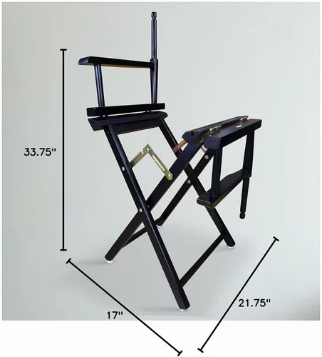 Vista 10 de Casual Home - Silla de director de 18 in, marco negro, lona negra, altura clásica Marco negro - Madera maciza