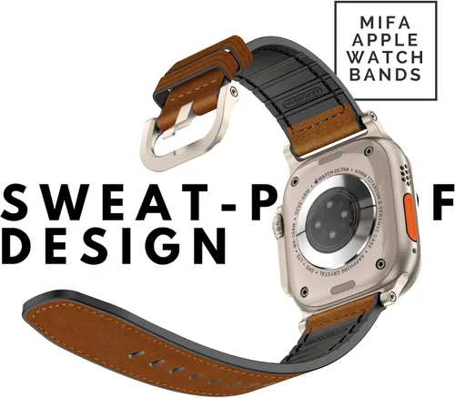 Vista 5 de Compatible con Apple Watch Band de 1.929 in 1.811 in 1.772 in 1.732 in 1.654 in, correas híbridas de silicona Mifa para hombres y mujeres, correa