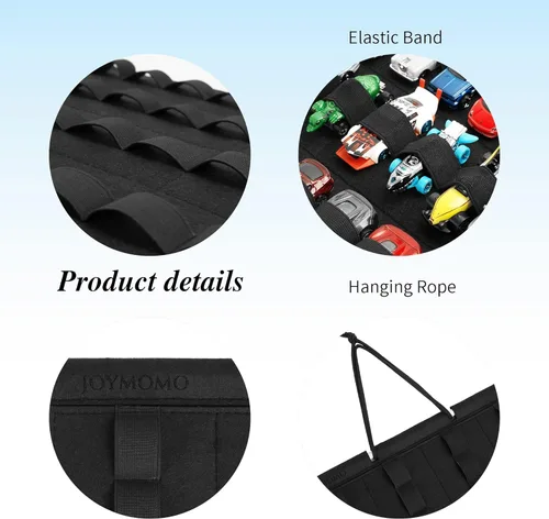 Vista 3 de Organizador de almacenamiento colgante para autos de juguete, vitrina de fieltro con capacidad para 60 autos de juguete (sin accesorios) (negro)