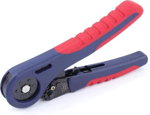 Vista 8 de Herramienta de crimpado de virola de alambre para AWG28-10, mini HSC8 6-4A autoajustable con trinquete para terminales de cables y fundas