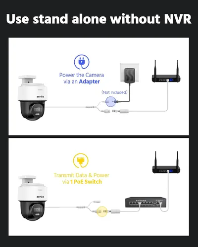 Vista 9 de ANNKE Cámara PoE 4K PT, audio de 2 vías, cámara de seguridad IP de inclinación de 345° de 80° para exteriores, seguimiento automático Lite