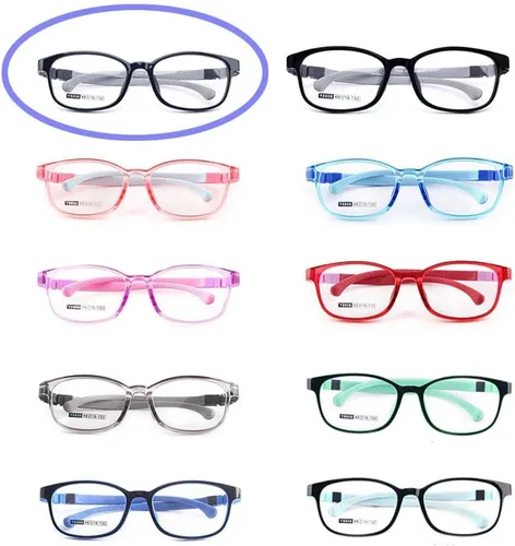 Vista 3 de QYAJS Montura de anteojos para niños, montura óptica TR90, flexible, flexible, flexible, de una pieza, segura, para niñas y niños