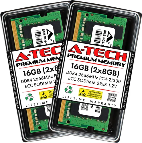 Vista 48 de A-Tech 4GB DDR4 2133MHz PC4-17000 ECC SODIMM 1Rx8 Rango único 1.2V 260-Pin Módulo de actualización de memoria RAM para Microserver, estación