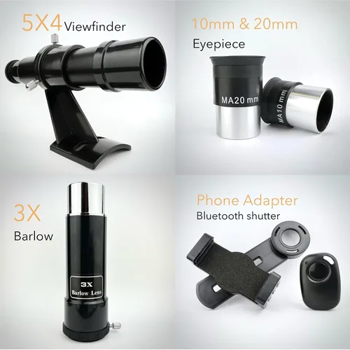 Vista 6 de Telescopio SpectrumOI para niños y adultos, regalo de astronomía, refractor de apertura de 2.362 in con bolsa de transporte y soporte para teléfono