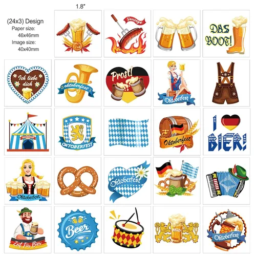 Vista 4 de HOWAF Tatuajes temporales para el Oktoberfest, 72 tatuajes falsos para niños, calcomanías impermeables para suministros de festivales de cerveza