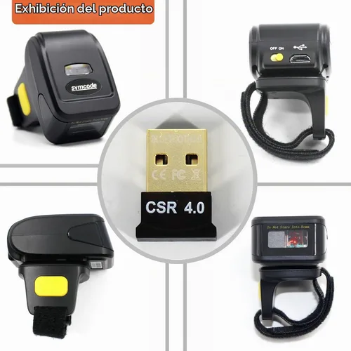 Vista 8 de Escáner de código de barras de anillo Bluetooth 2D, mini lector de código de barras inalámbrico portátil symcode