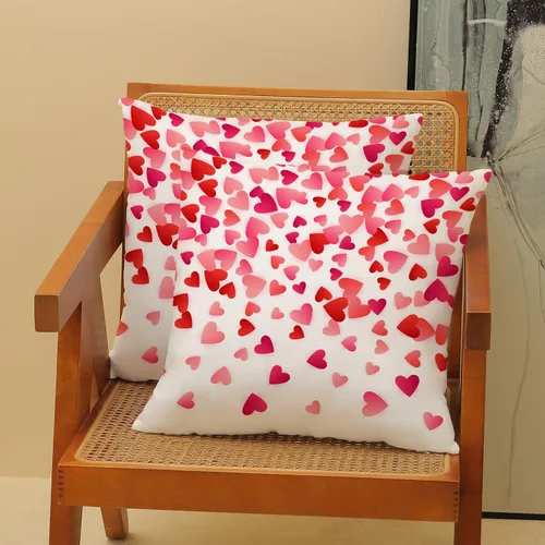 Vista 2 de Fundas de almohada para el Día de San Valentín de 16x16 pulgadas, juego de 2, rosas, corazones de amor, fundas para almohadas de San Valentín