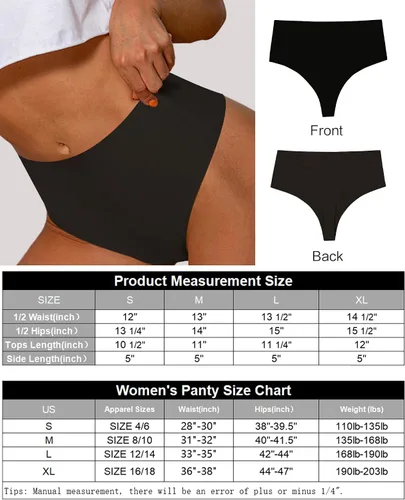 Vista 7 de Tangas de cintura alta transpirables que no se ven para mujer, ropa interior sin costuras, paquete de 4