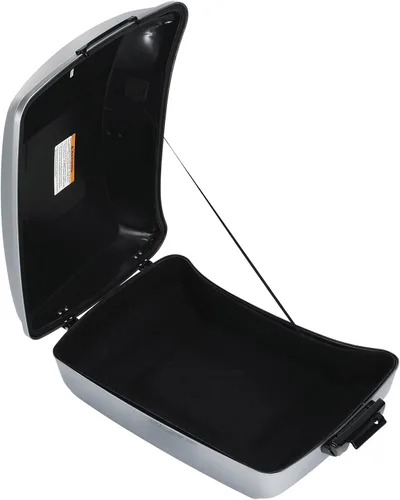 Vista 2 de TCT-MOTORPARTS Atlas Silver Metálico Maletero de Viaje Modificado con Respaldo y Montaje en Rack Adecuado para Harley Touring 14-25 Street Glide