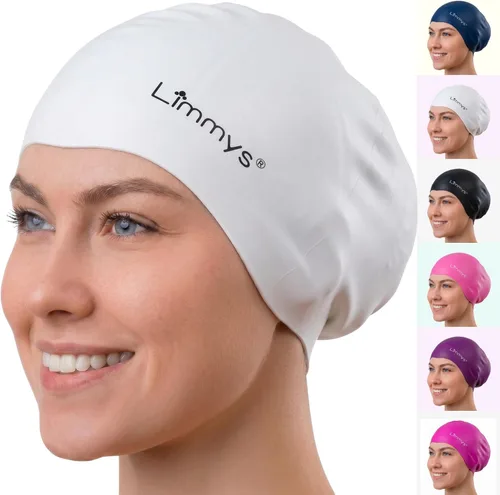Vista 10 de Limmys Gorro de Natación Premium para Mujeres con Cabello Largo – Gorro de Natación de Silicona Suave para Mujeres – Cómodo, Ajuste con Espacio