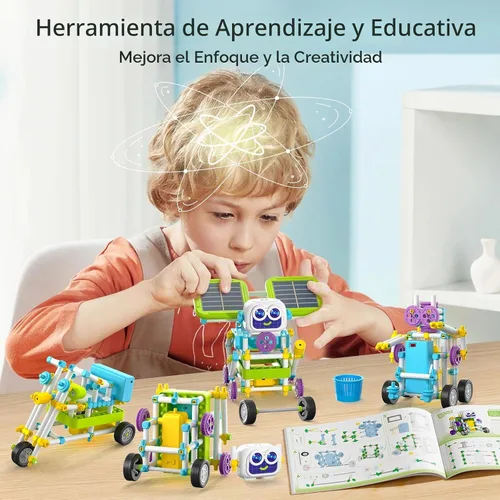Vista 6 de Solar Robot Kit 45+ STEM Toy 434pcs w/Gears & Sensors Kids 6+
