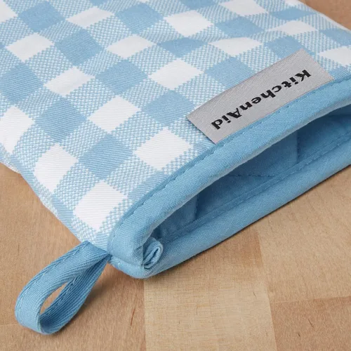 Vista 3 de Juego de 2 manoplas mini para horno Kitchenaid Gingham, Terciopelo Azul, 5.5"x8