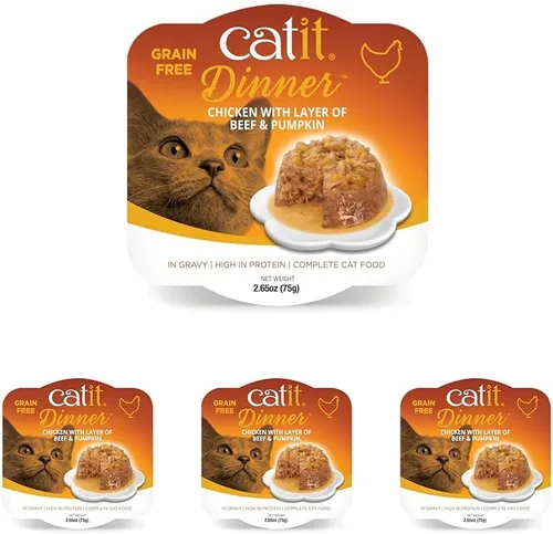 Vista 12 de Catit Cena de pollo con carne de res y calabaza - Alimento húmedo hidratante y saludable para gatos de todas las edades